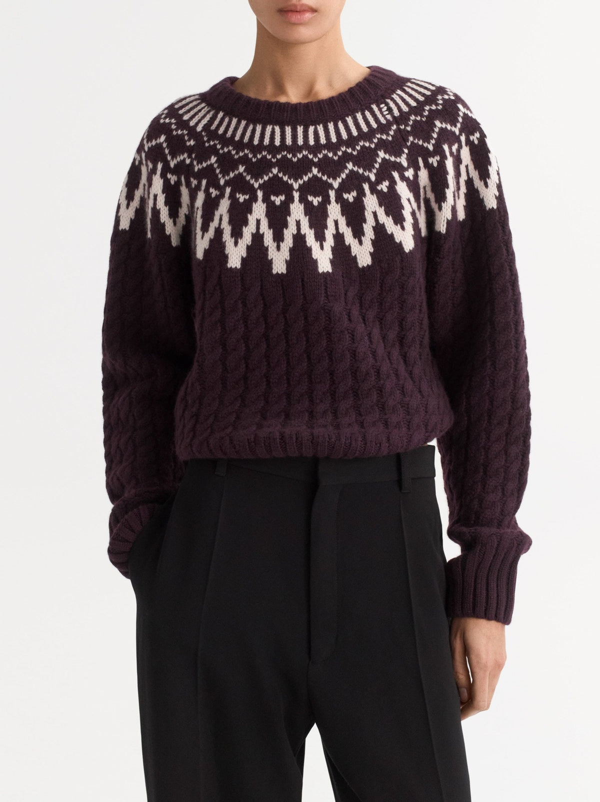 Pull Fair Isle en laine et cachemire mélangé - Violet