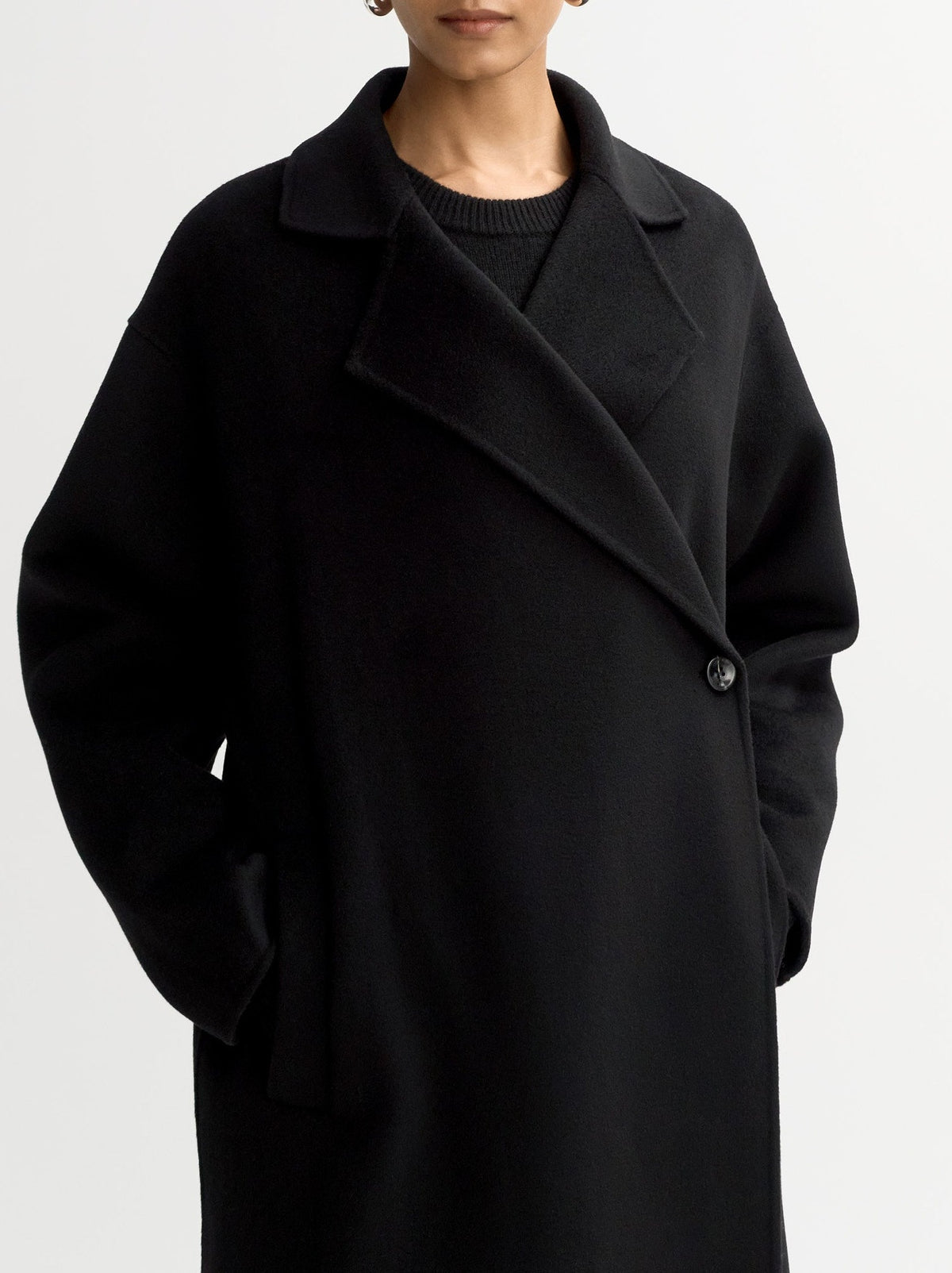 Oversized woollen coat - Black