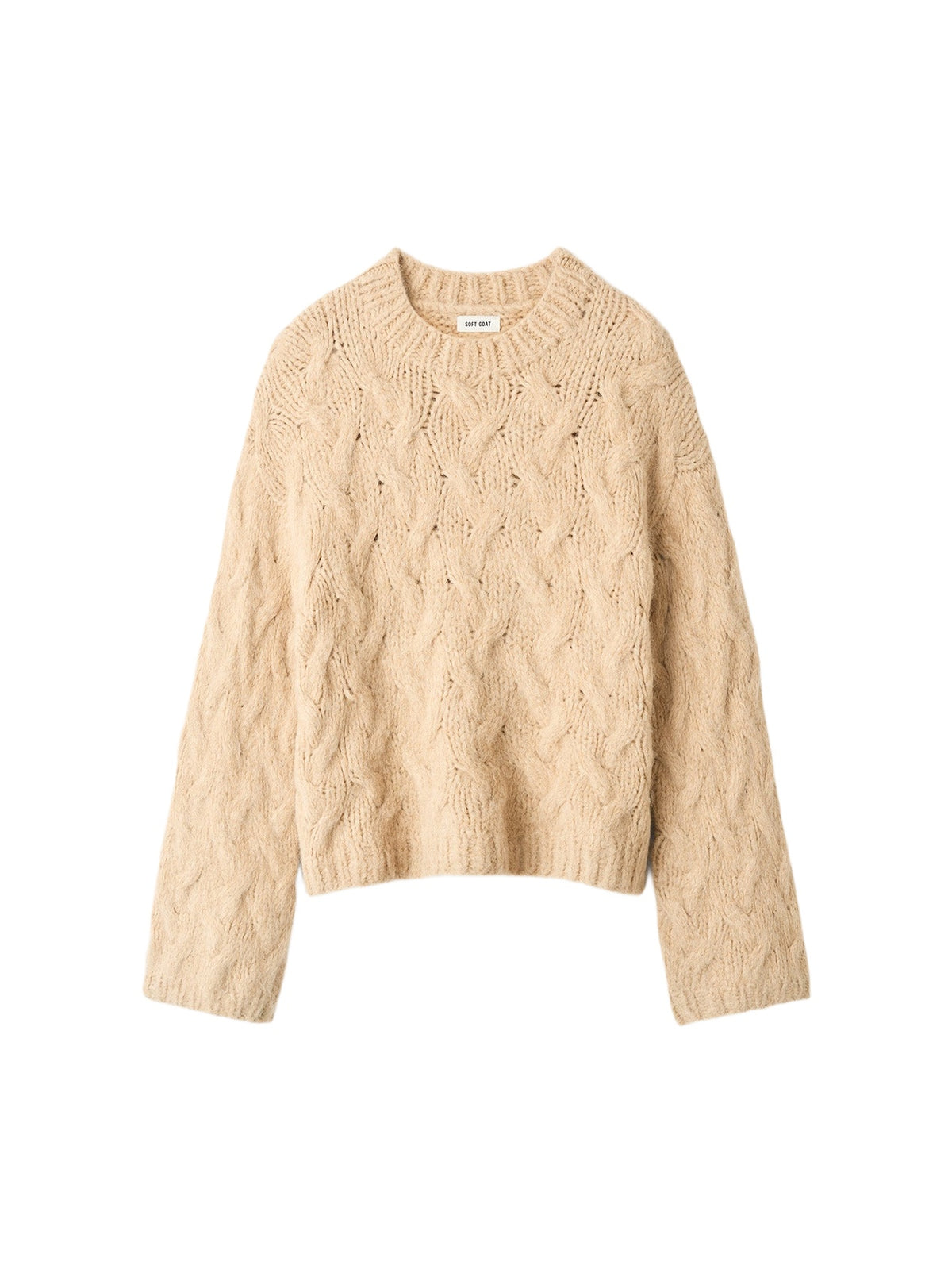 Pull à grosse maille torsadée en laine - Marron