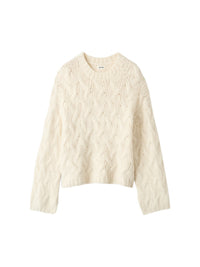 Chunky-knit cable-knit wool jumper - White