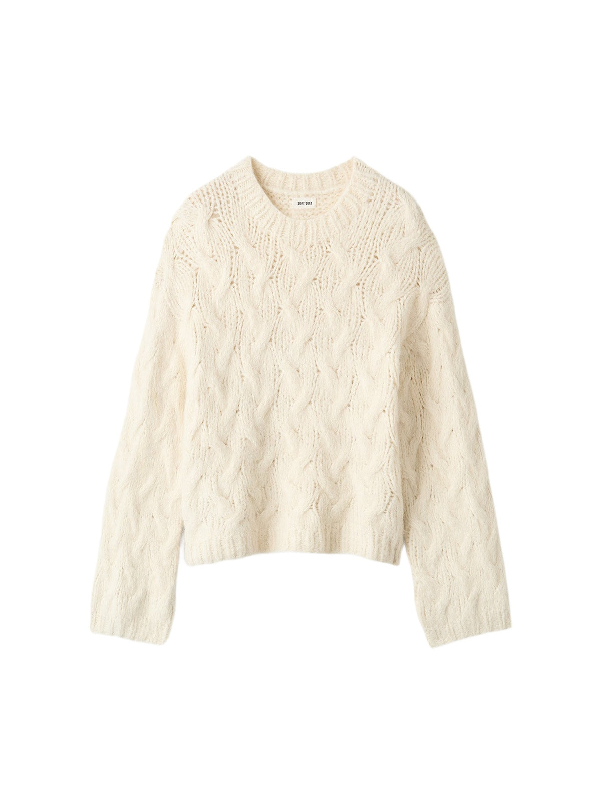 Chunky-knit cable-knit wool jumper - White
