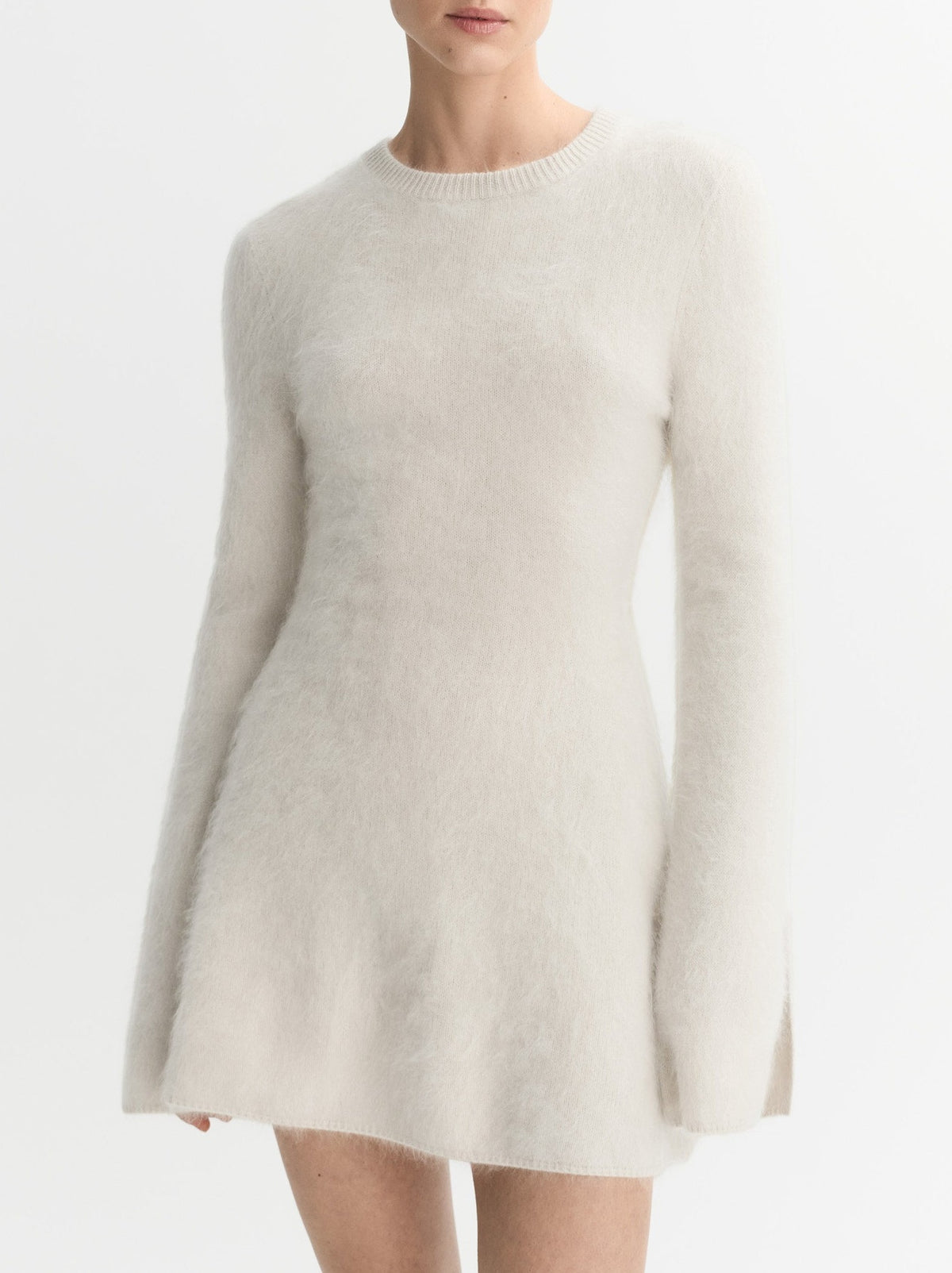 Short brushed cashmere dress - Beige