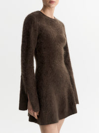 Robe courte brossée en cachemire - Marron