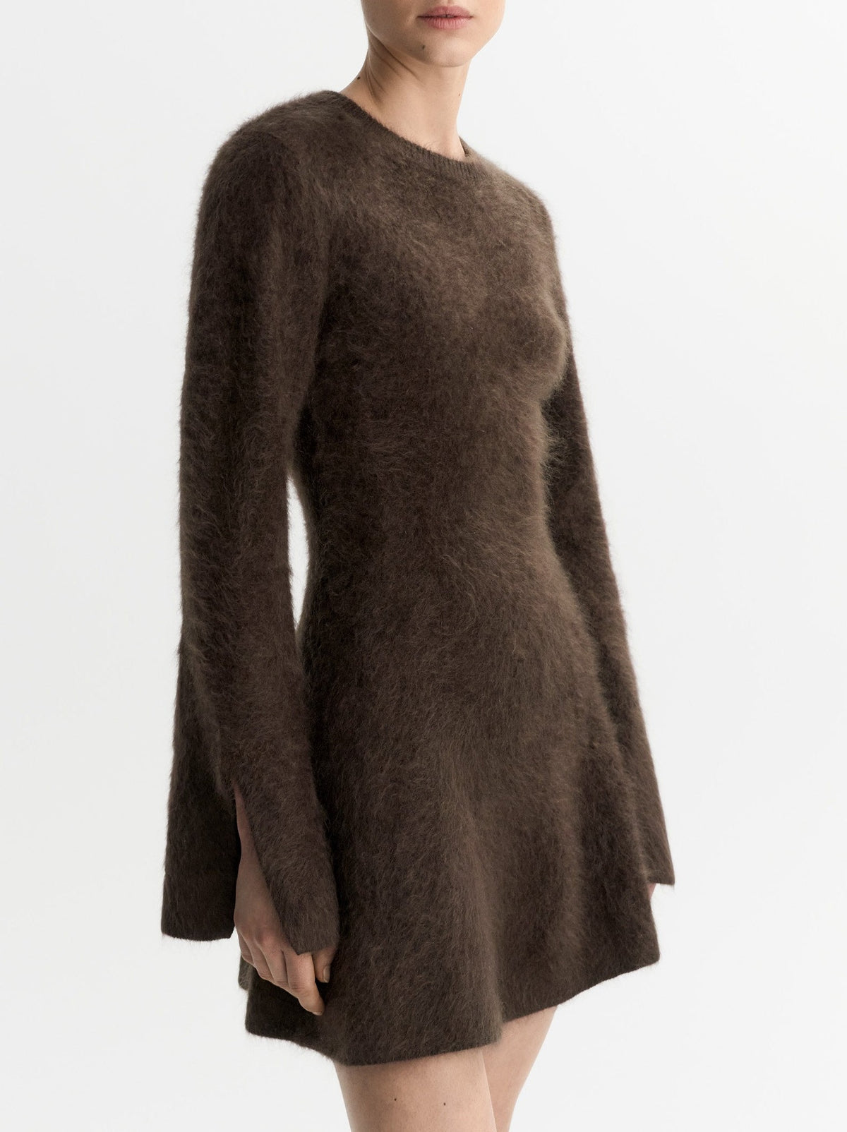 Robe courte brossée en cachemire - Marron