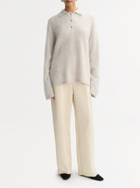 Brushed cashmere polo shirt - Beige