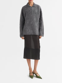 Polo brossé en cachemire - Gris
