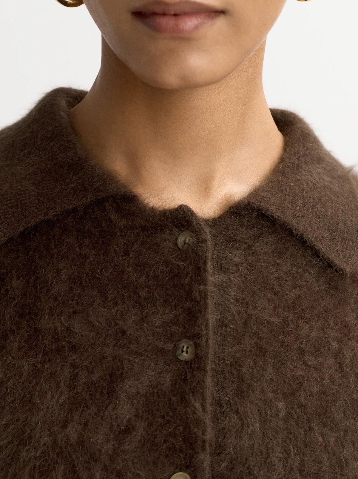 Brushed cashmere polo shirt - Brown