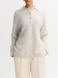 Brushed cashmere polo shirt - Beige