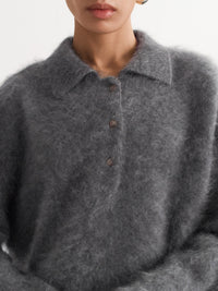 Polo brossé en cachemire - Gris
