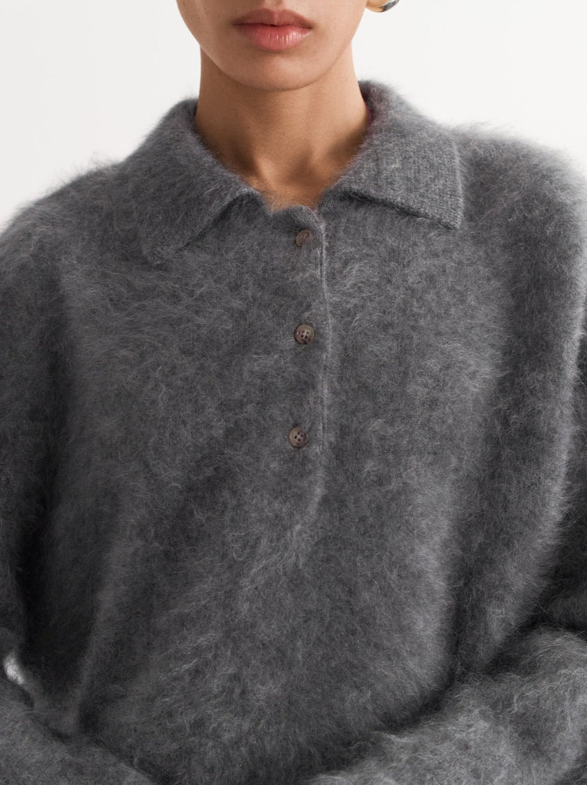 Polo brossé en cachemire - Gris