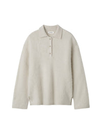 Brushed cashmere polo shirt - Beige
