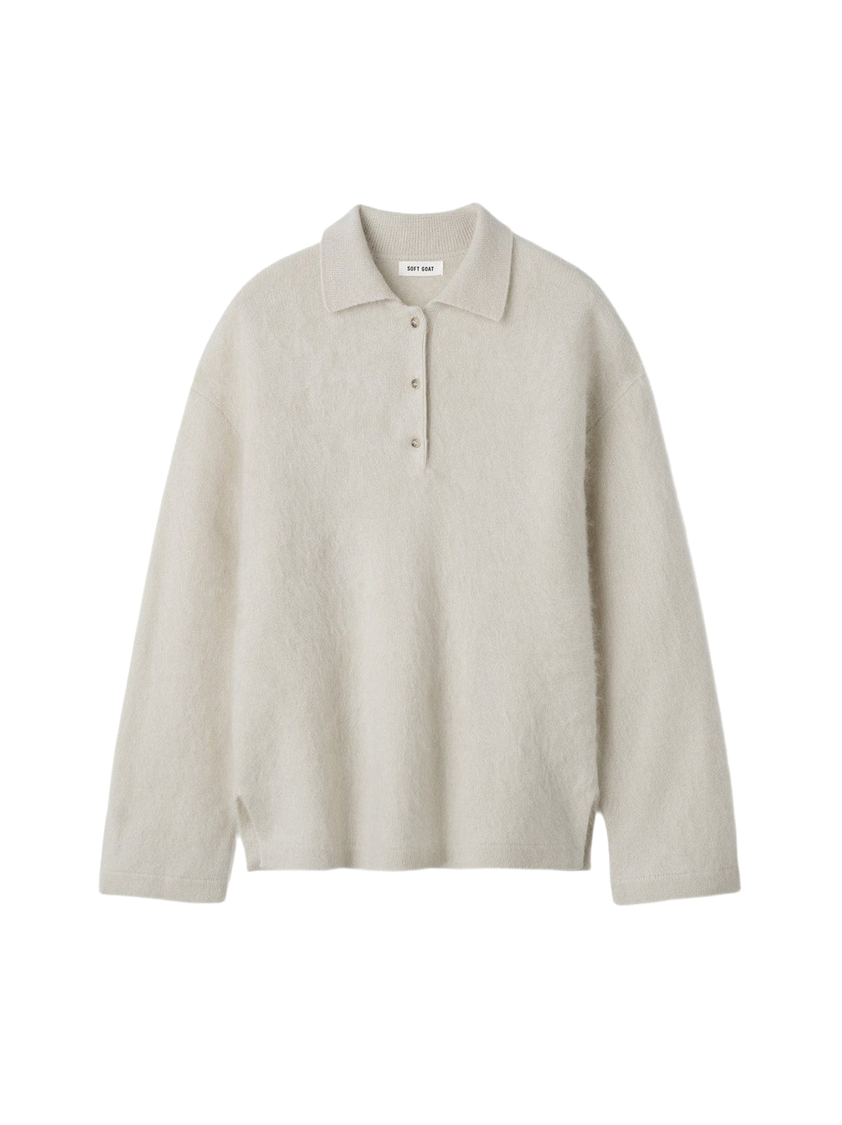 Brushed cashmere polo shirt - Beige