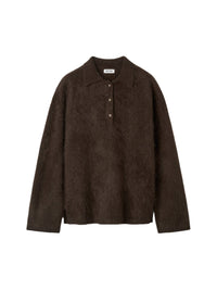 Brushed cashmere polo shirt - Brown