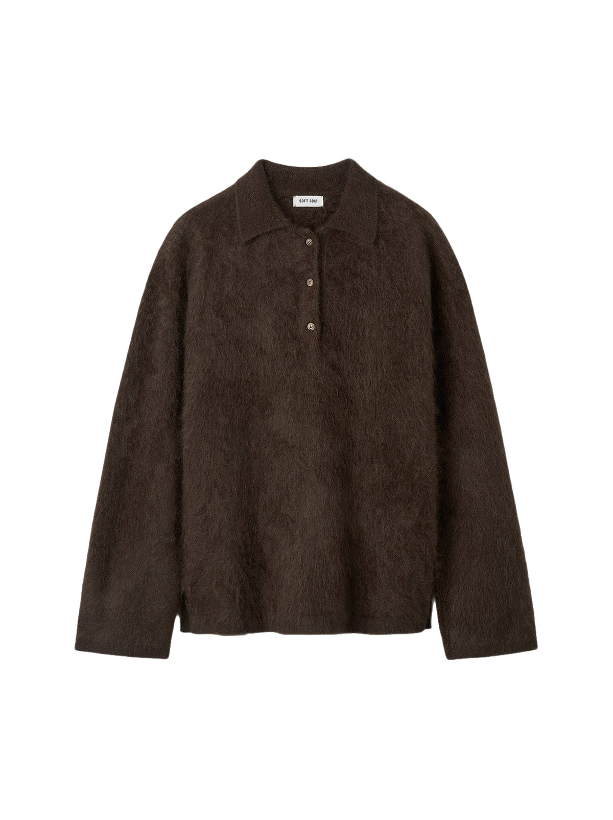 Brushed cashmere polo shirt - Brown