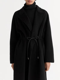 Wool drawstring coat - Black