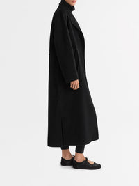 Wool drawstring coat - Black