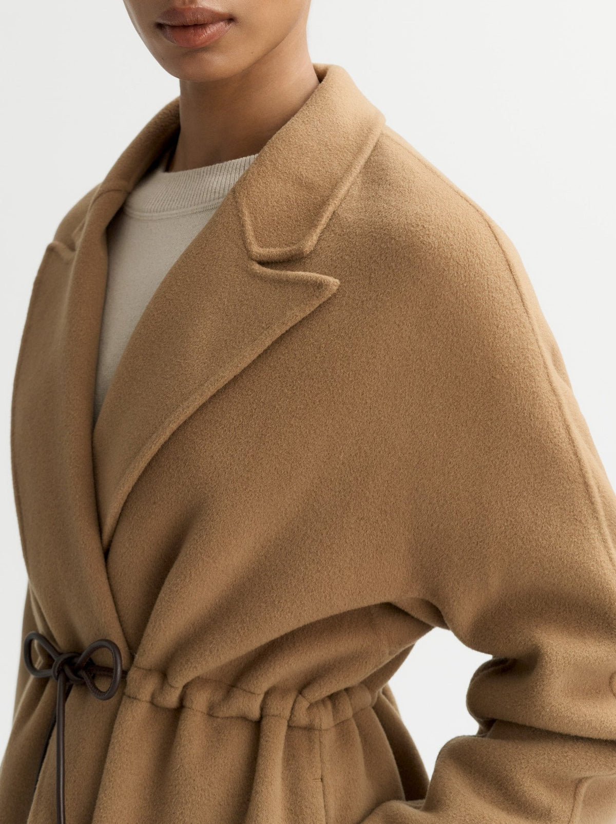 Wool drawstring coat - Beige