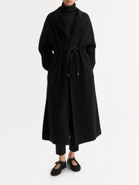 Wool drawstring coat - Black