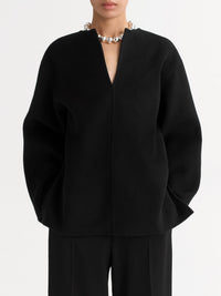 Woven wool top - Black
