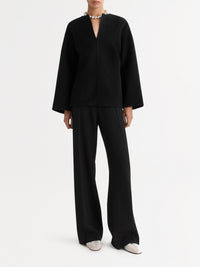 Woven wool top - Black