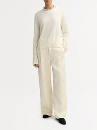Classic-fit round-neck cashmere jumper - White