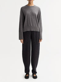 Pull col rond coupe classique en cachemire - Gris