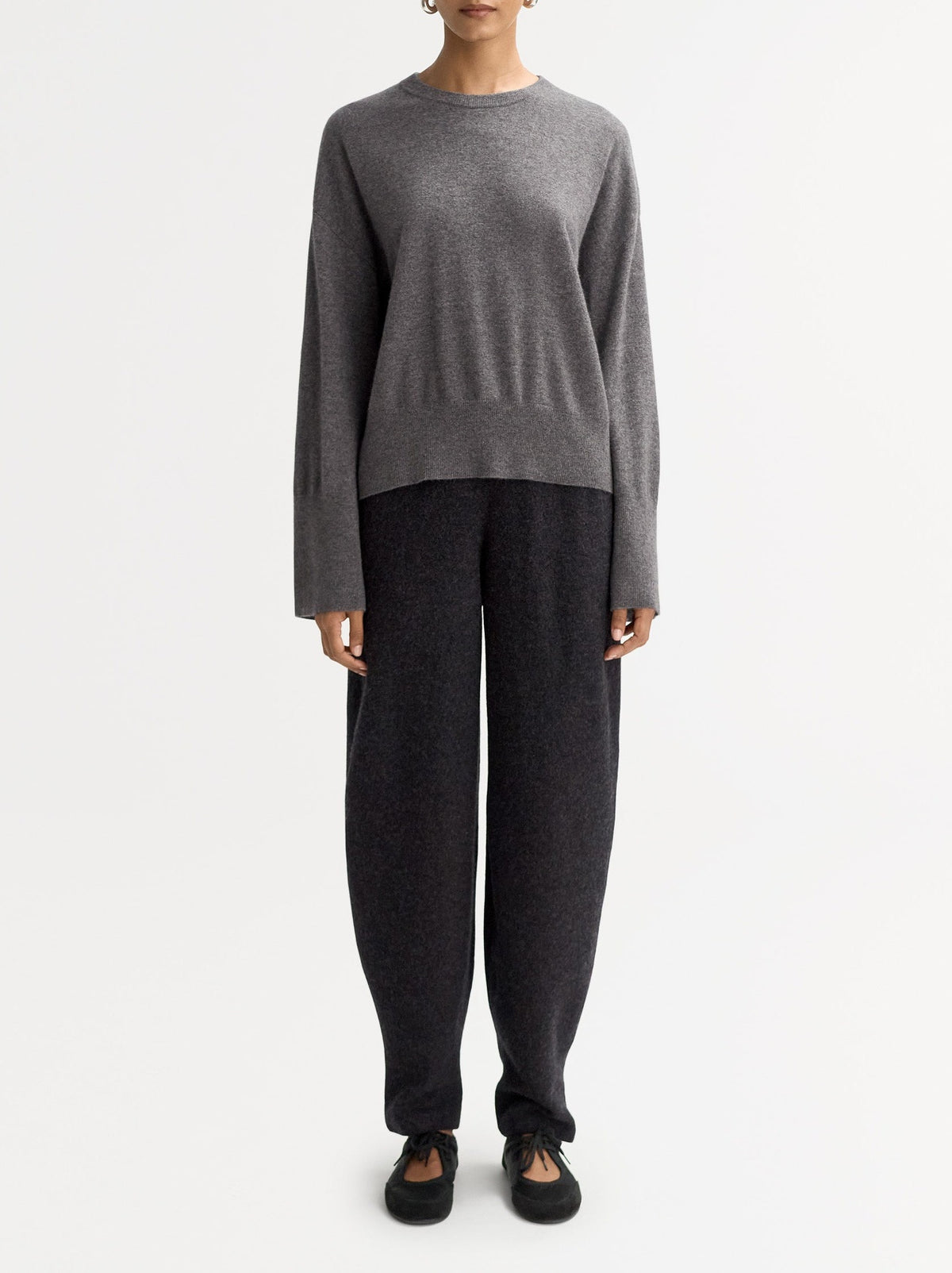 Pull col rond coupe classique en cachemire - Gris