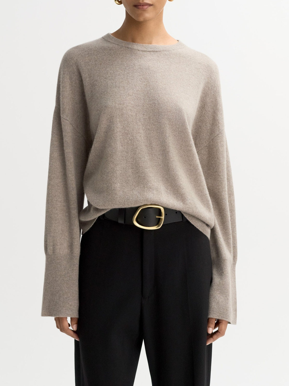 Pull col rond coupe classique en cachemire - Gris