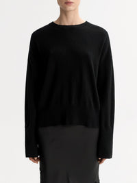 Classic-fit round-neck cashmere jumper - Black