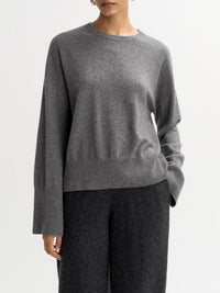 Pull col rond coupe classique en cachemire - Gris
