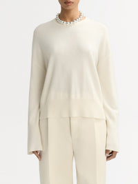 Classic-fit round-neck cashmere jumper - White
