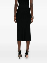 BLACK // black boning detail midi knit skirt