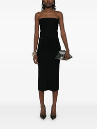 BLACK // black boning detail midi knit skirt