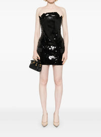 Robe courte bustier en sequins - Noir & Noir