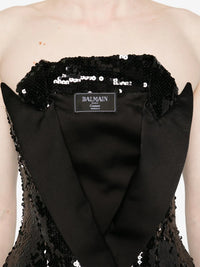 Robe courte bustier en sequins - Noir & Noir