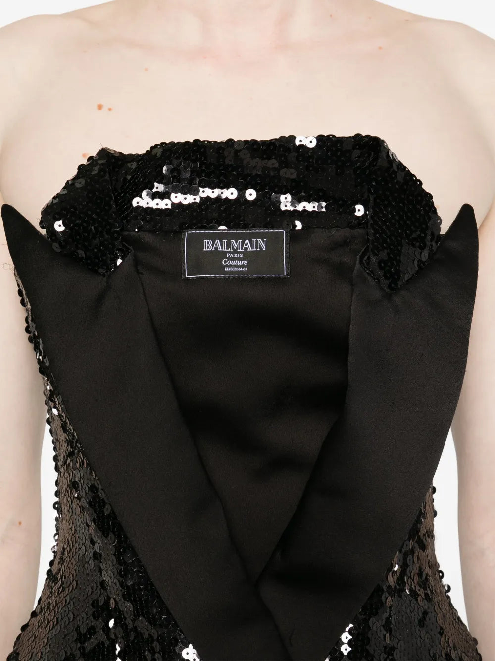Robe courte bustier en sequins - Noir & Noir