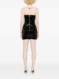 Robe courte bustier en sequins - Noir & Noir