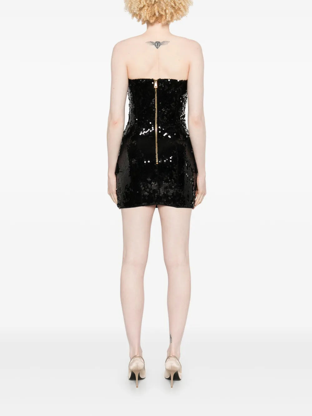 Robe courte bustier en sequins - Noir & Noir