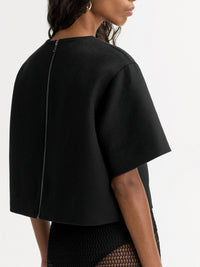 Top tissé en laine et cachemire mélangé - Noir