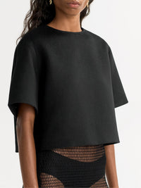 Top tissé en laine et cachemire mélangé - Noir