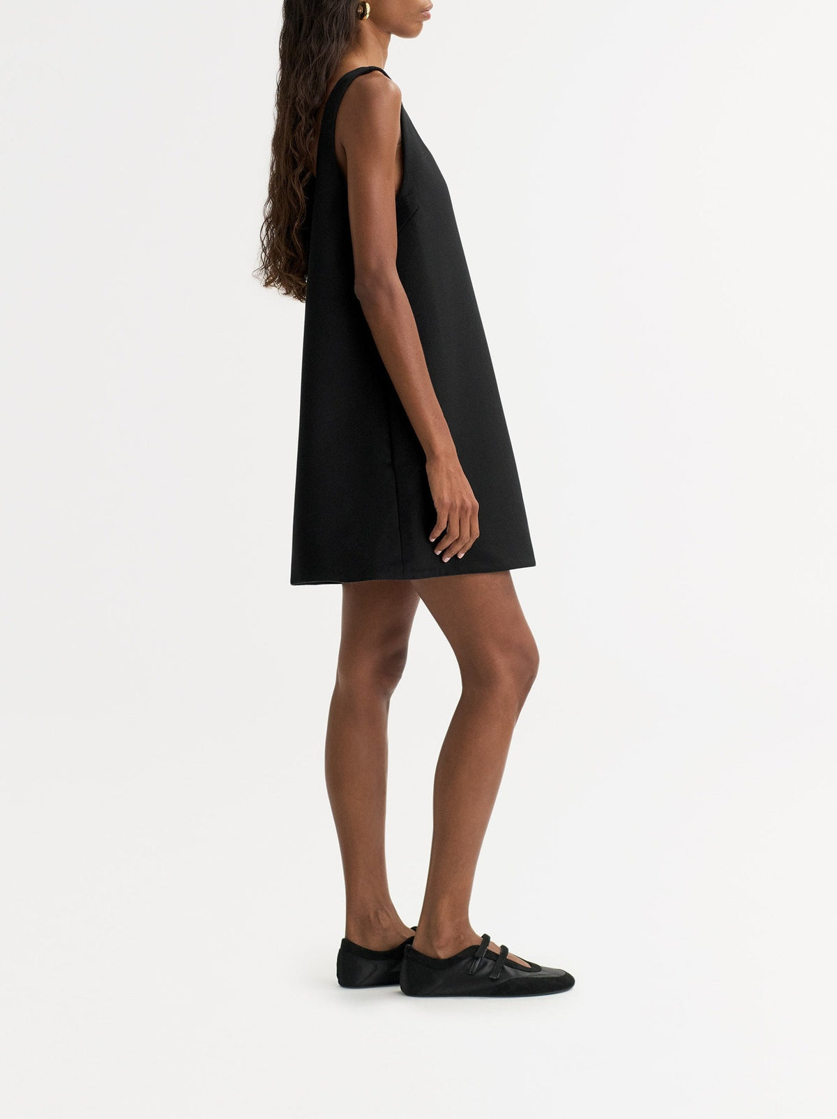 Robe courte tissée en laine et cachemire mélangé - Noir