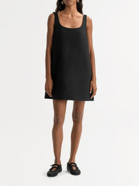 Robe courte tissée en laine et cachemire mélangé - Noir