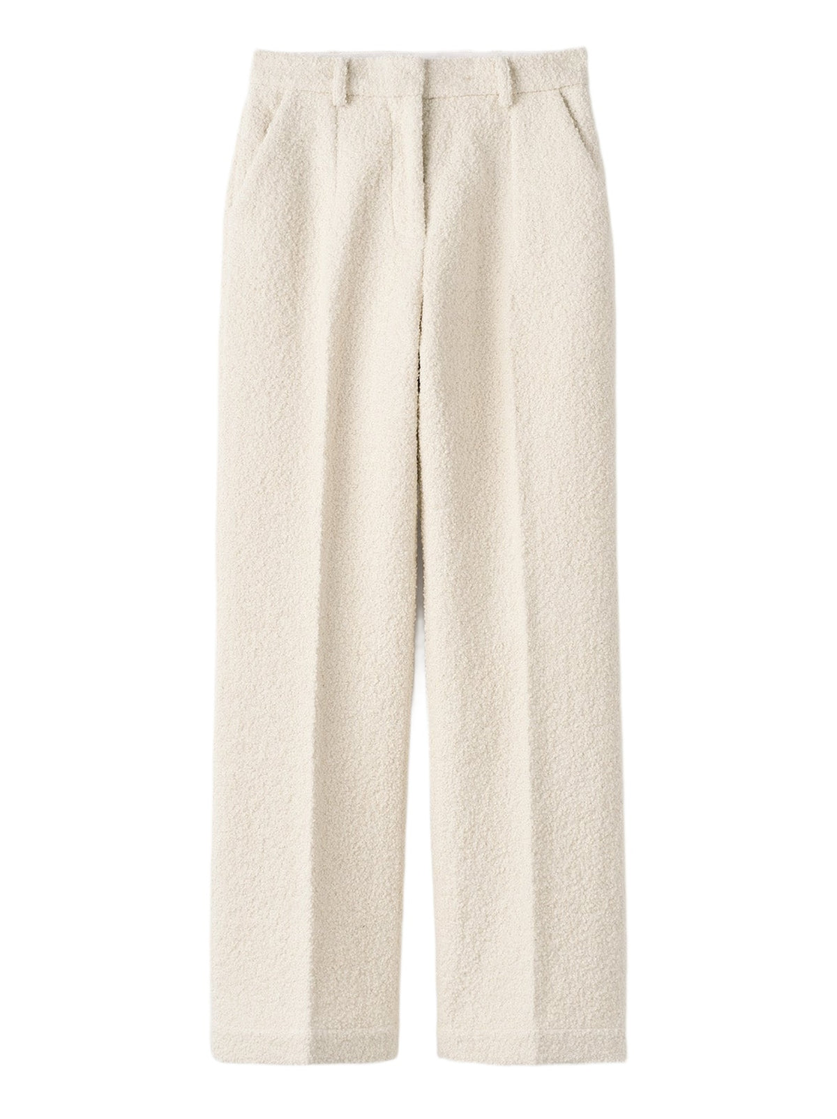 Pantalon bouclé en laine - Blanc