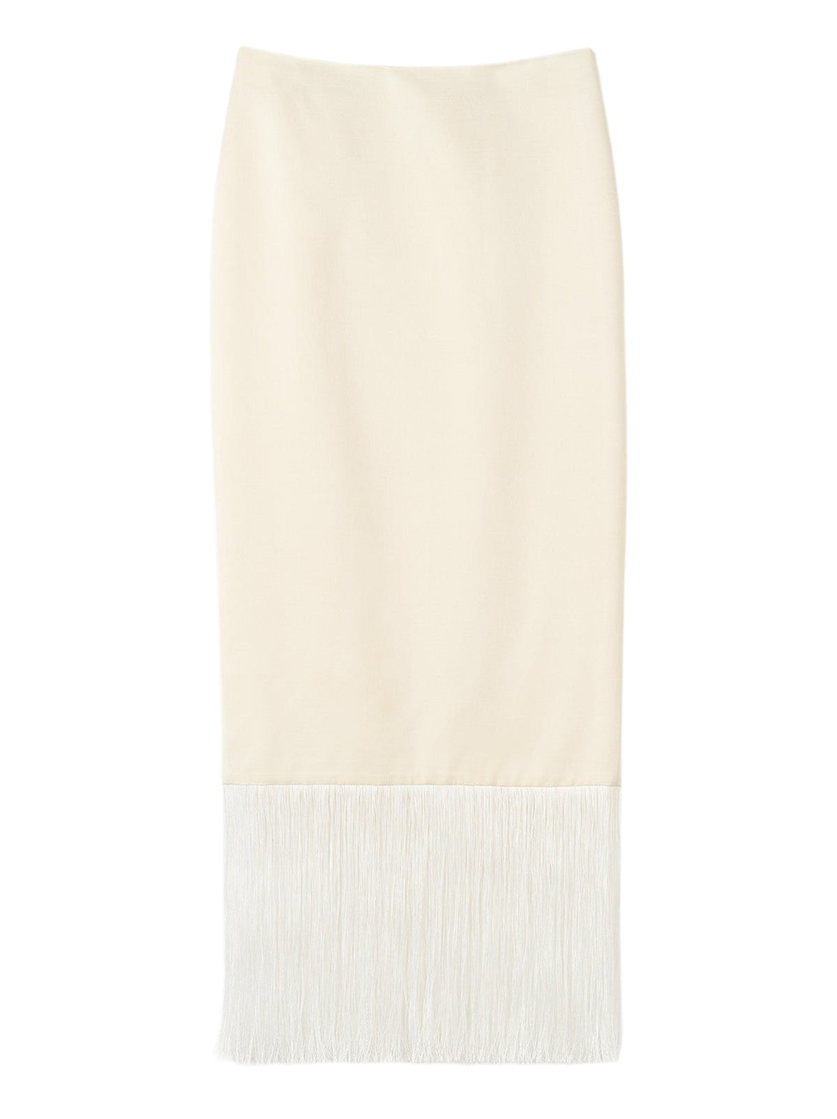 Fringed skirt in a wool and silk blend - White