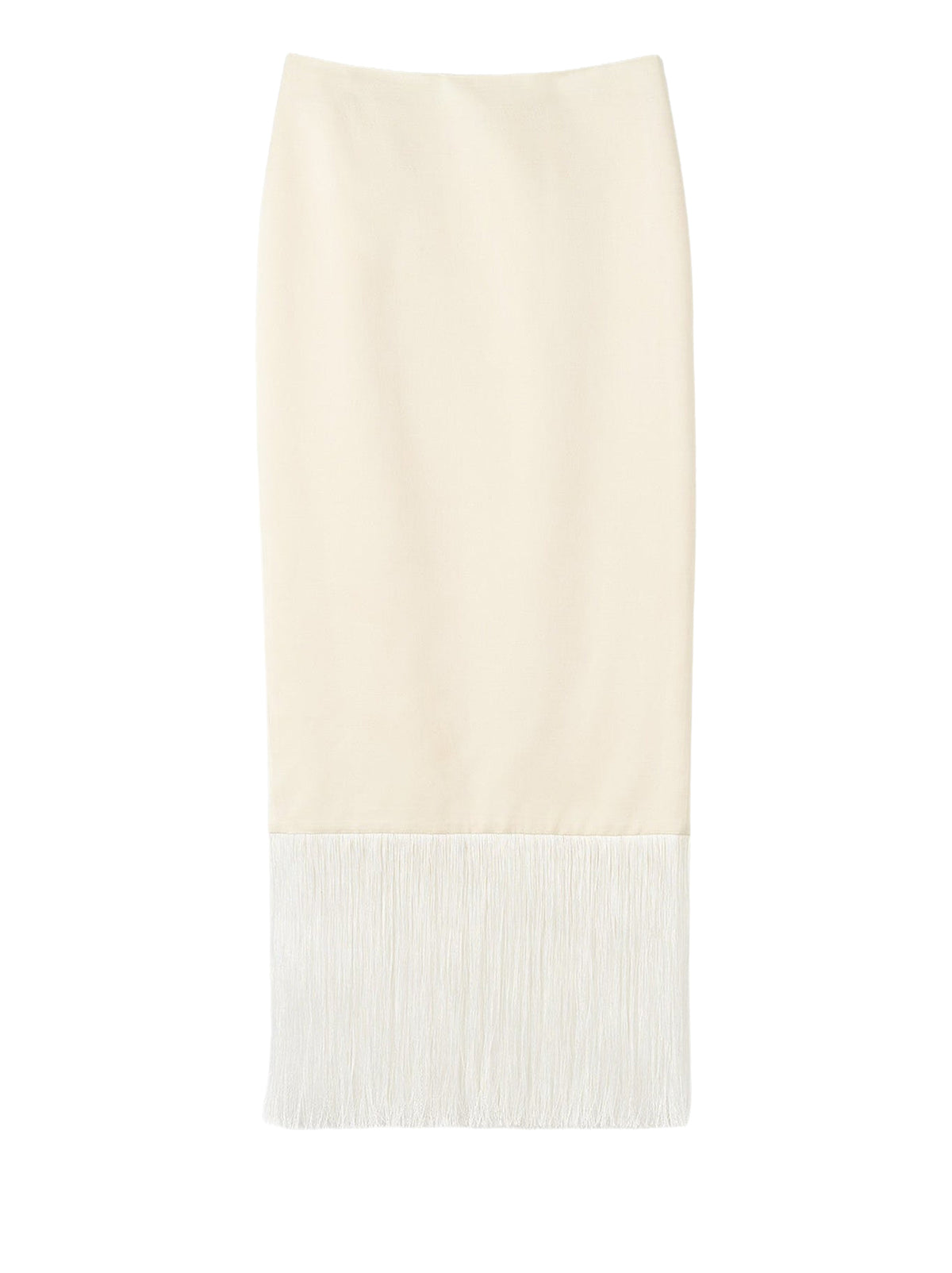 Fringed skirt in a wool and silk blend - White