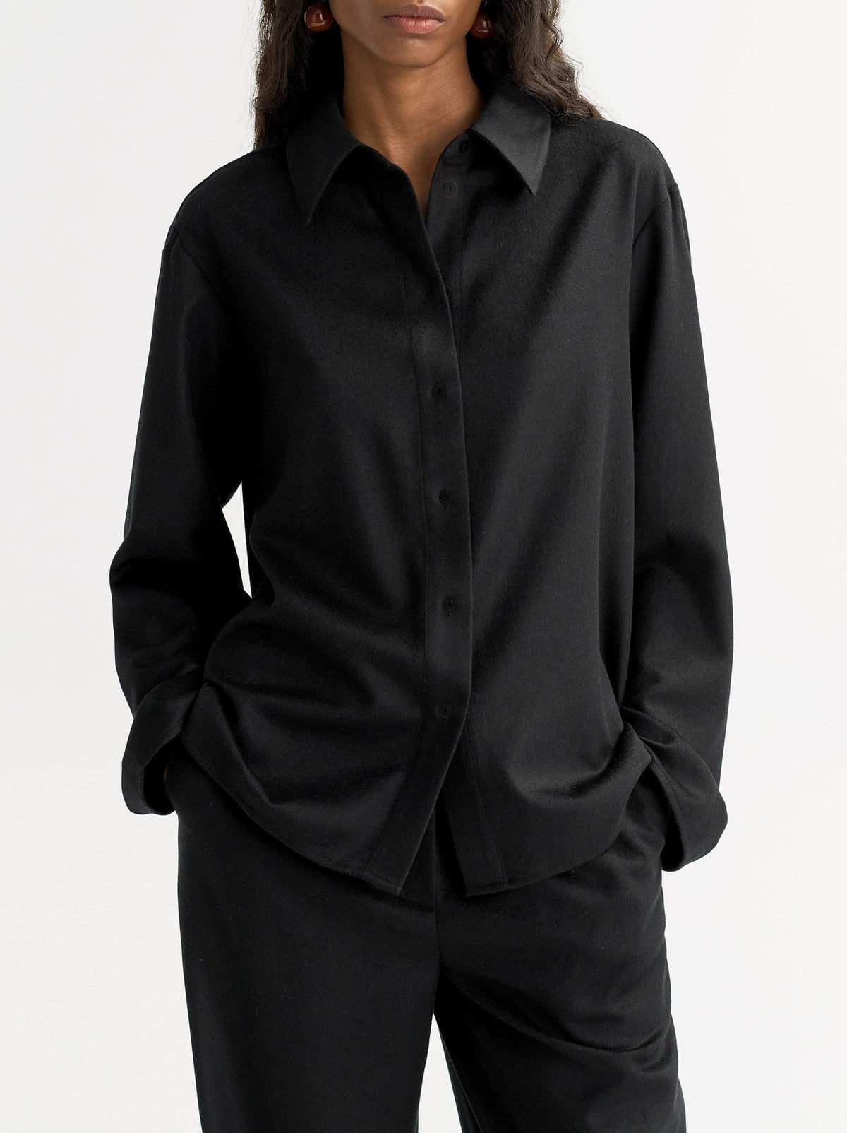 Chemise tissée en laine - Noir
