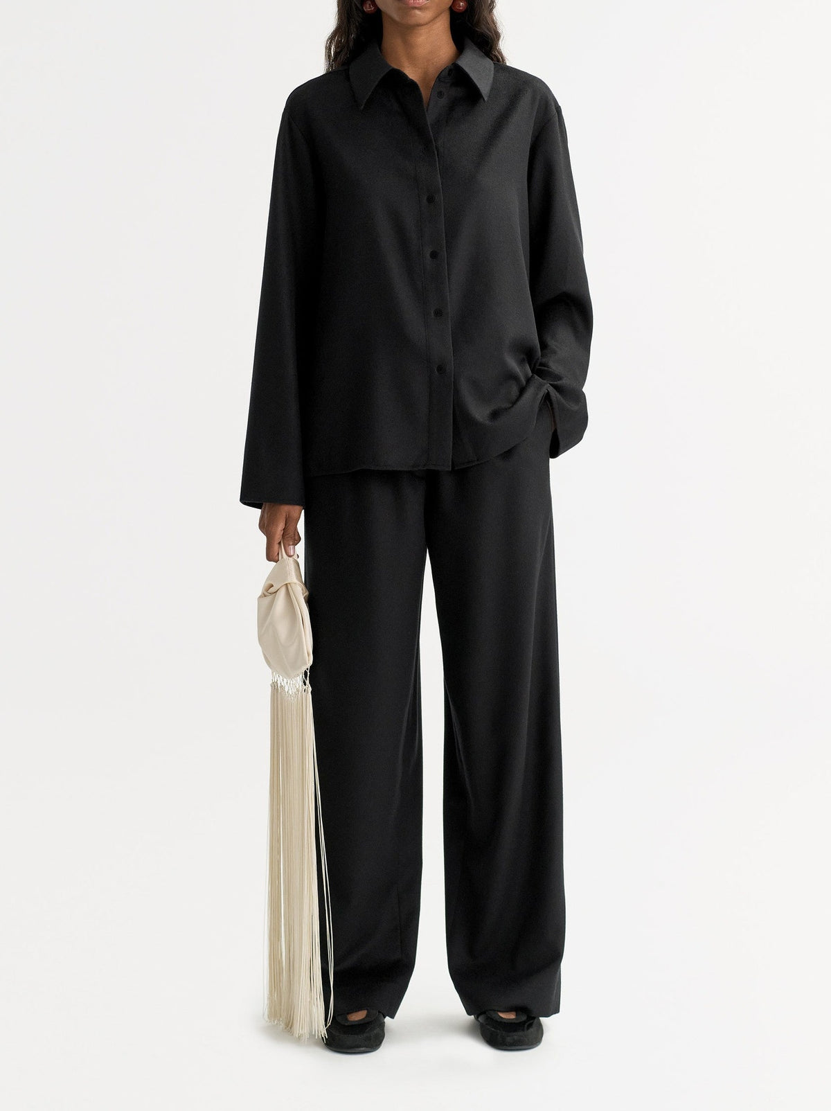Chemise tissée en laine - Noir