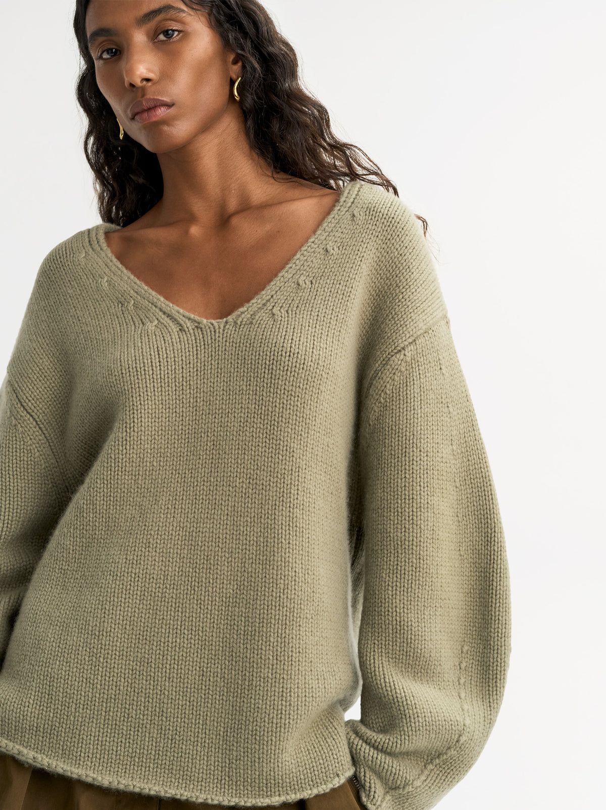 Puff Sleeve V-neck