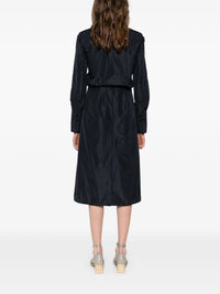 Robe midi à nœud en faille - Bleu Marine