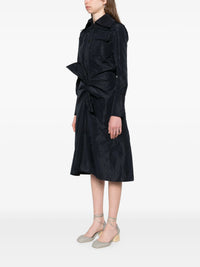 Robe midi à nœud en faille - Bleu Marine